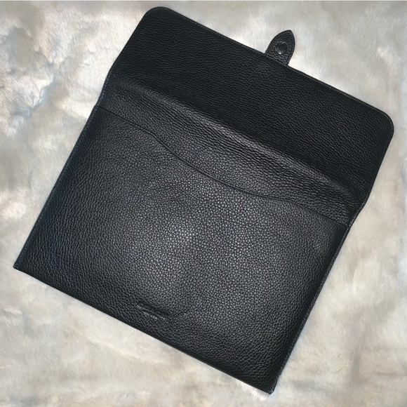 NEW! COACH Tablet Sleeve iPad Mini Black Pebbled Leather Snap Closure NWT! - Picture 6 of 14